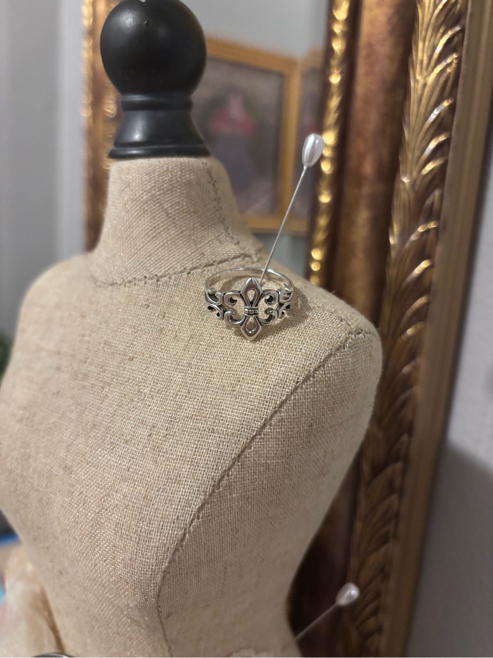 Sterling Silver 925 Fleur de Lis Filigree Openwork Ring 7 1/2